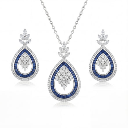 Sapphire Aura Teardrop Diamond Set
