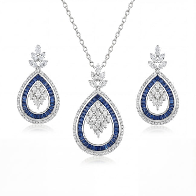 Sapphire Aura Teardrop Diamond Set
