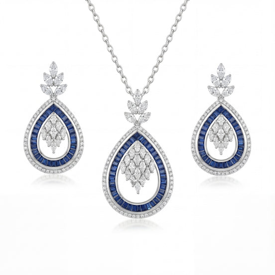Sapphire Aura Teardrop Diamond Set