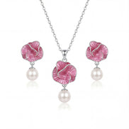 Blush Rose Enamel Pearl Drop Set