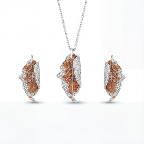 Amber Leaf Pavé Diamond Set