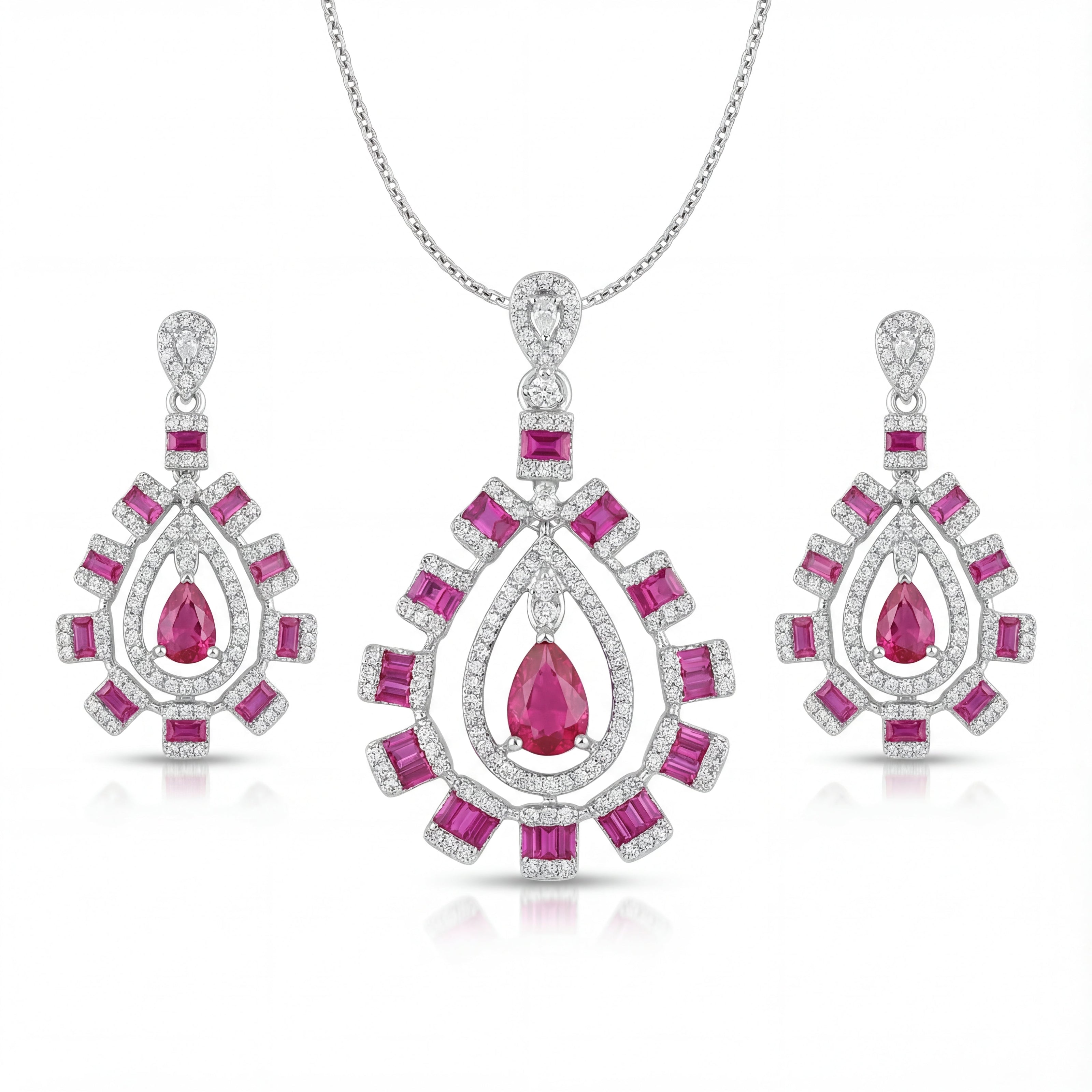 Ruby Royale Teardrop Diamond Set