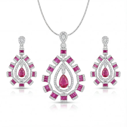 Ruby Royale Teardrop Diamond Set