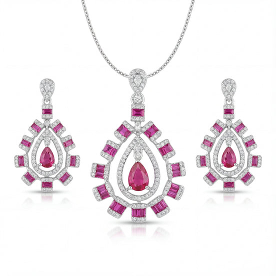 Ruby Royale Teardrop Diamond Set
