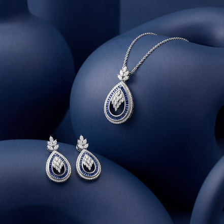 Sapphire Aura Teardrop Diamond Set