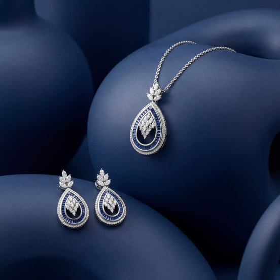 Sapphire Aura Teardrop Diamond Set