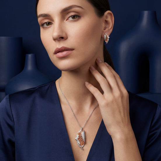 Amber Leaf Pavé Diamond Set