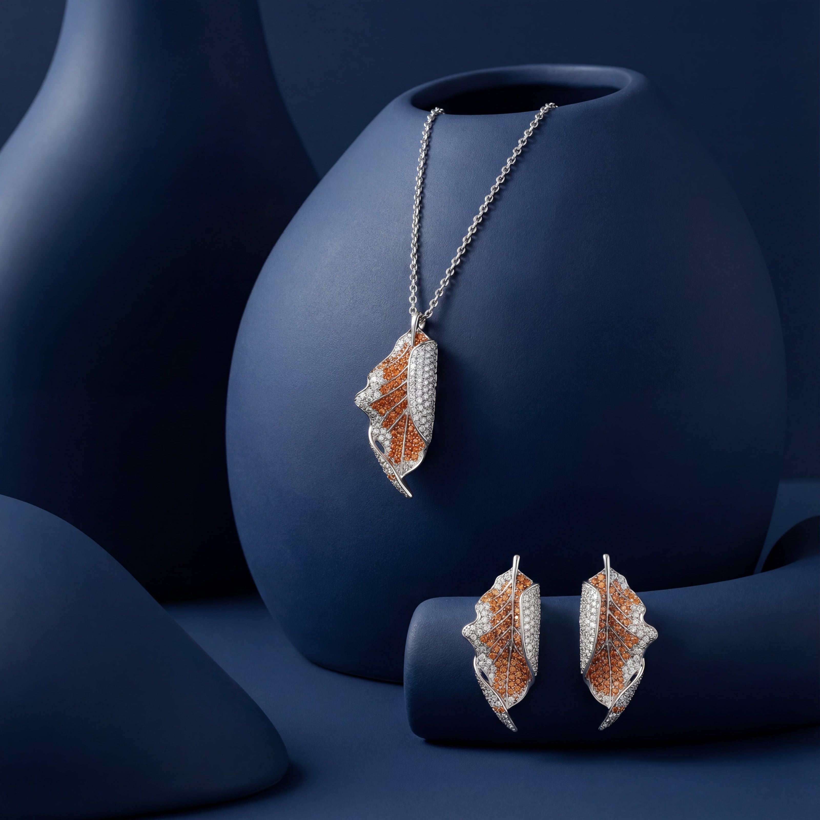 Amber Leaf Pavé Diamond Set