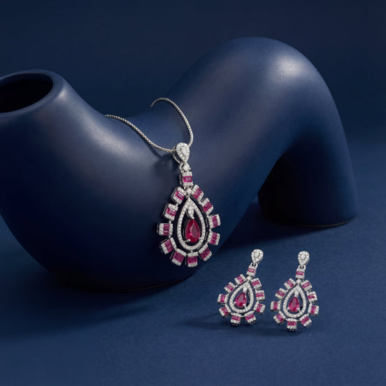Ruby Royale Teardrop Diamond Set