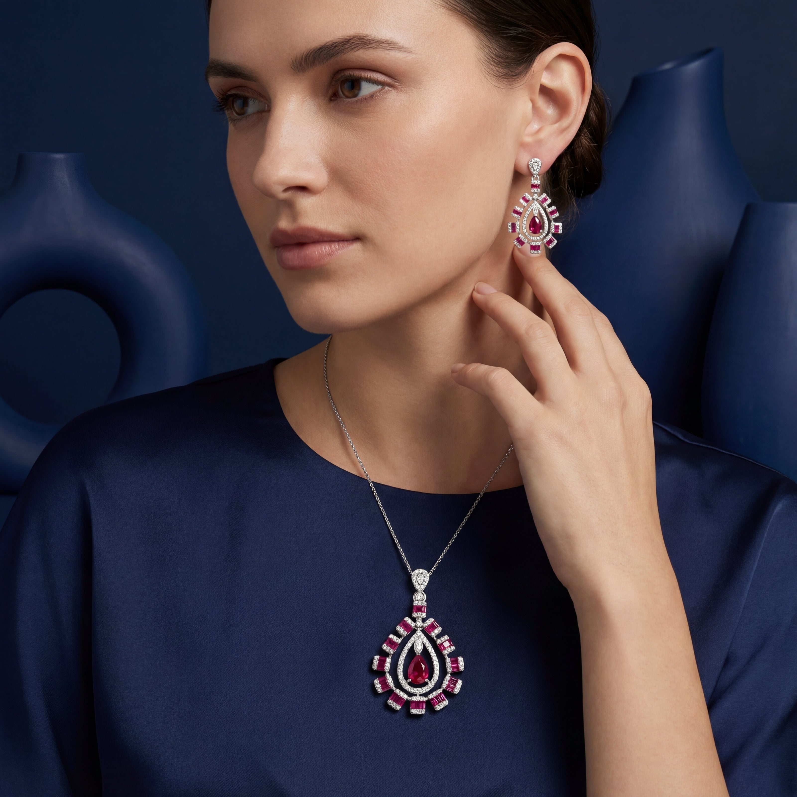 Ruby Royale Teardrop Diamond Set