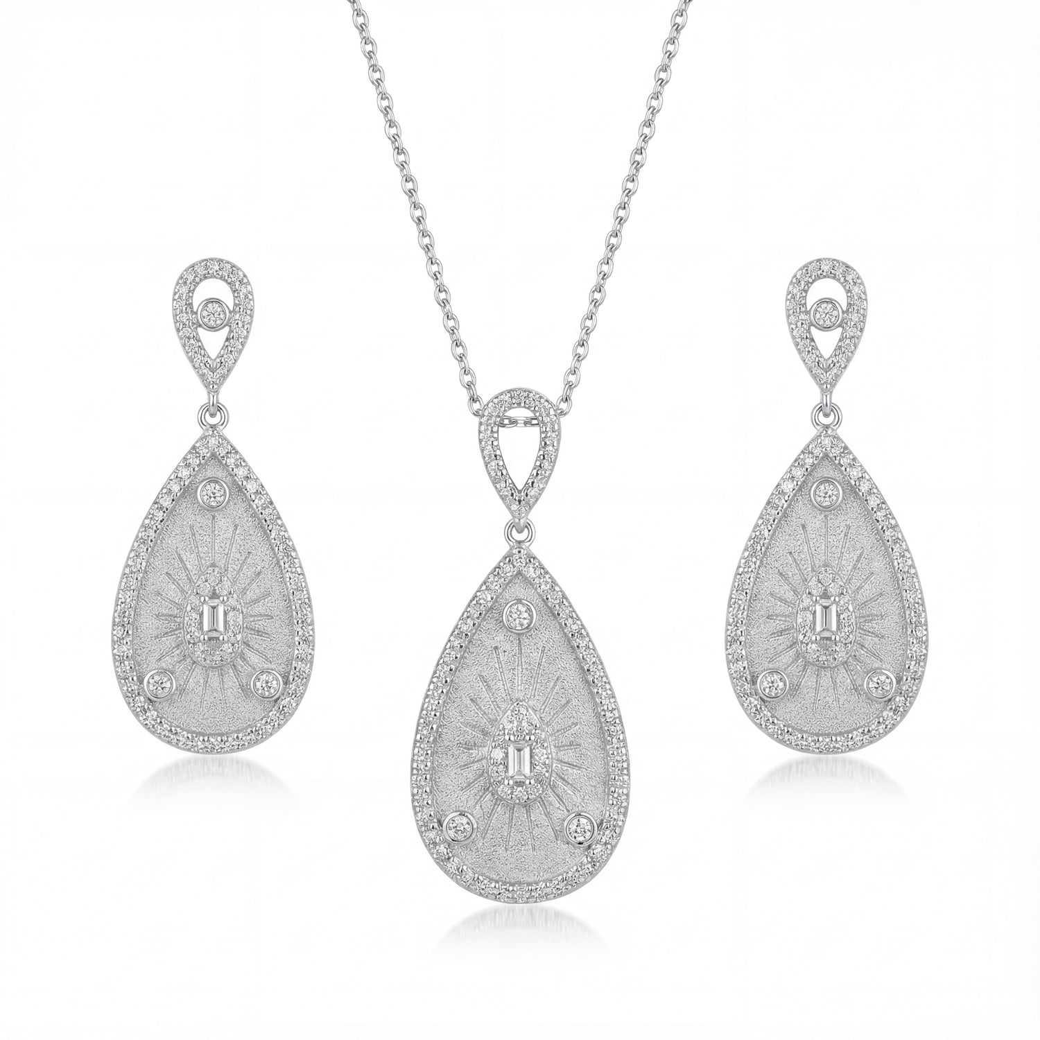 Celestial Sunburst Diamond Teardrop Set