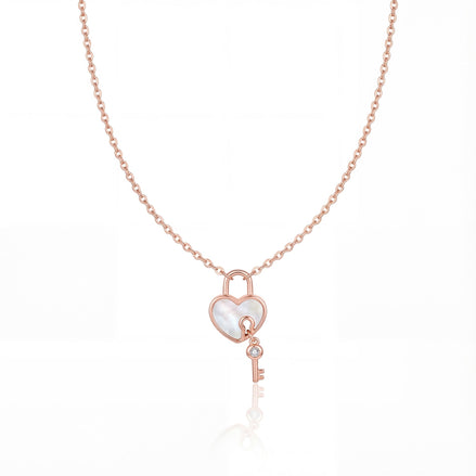 Amour Lock Heart & Key Pendant Necklace