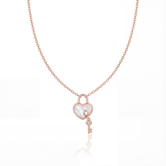 Amour Lock Heart & Key Pendant Necklace