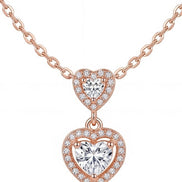 Double Heart Sparkle Pendant Necklace