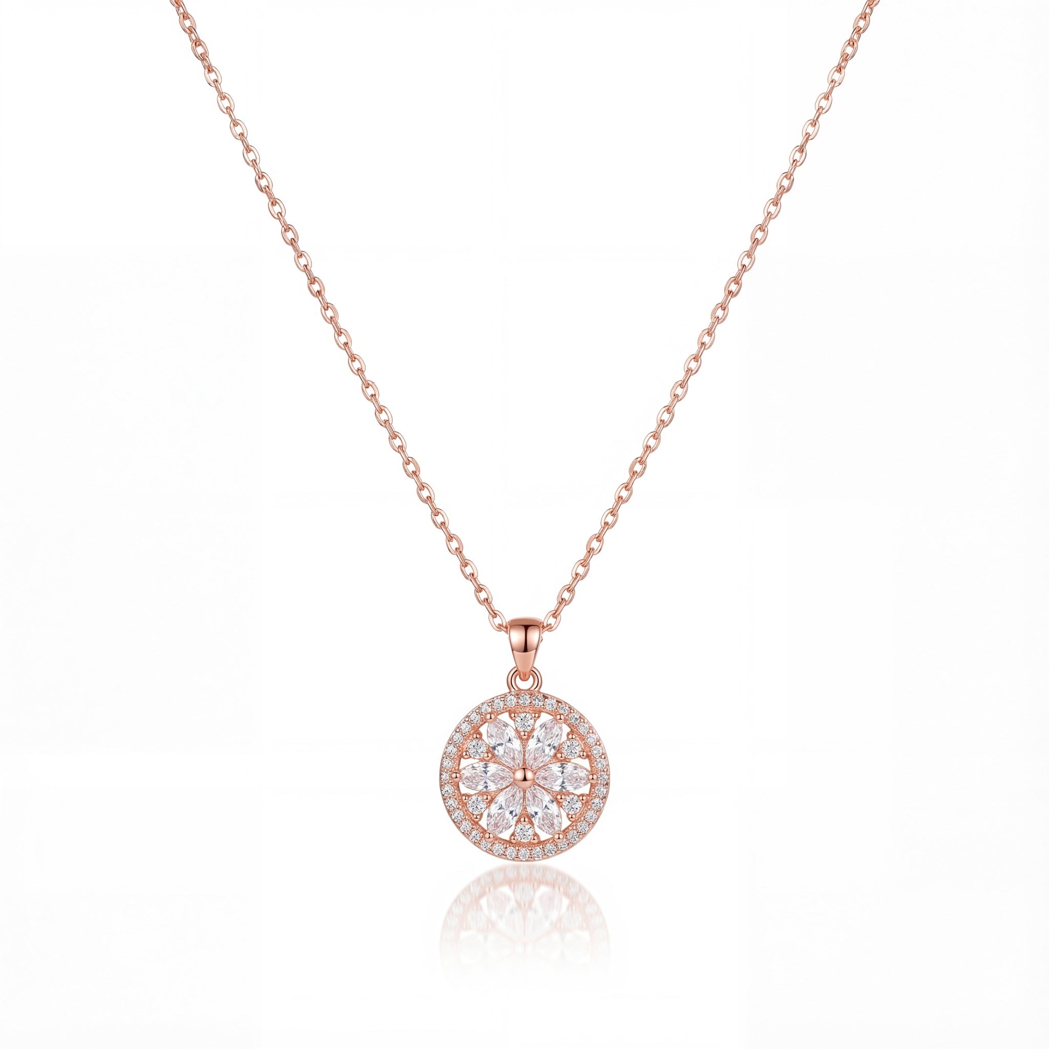 Radiant Bloom Diamond Disc Necklace
