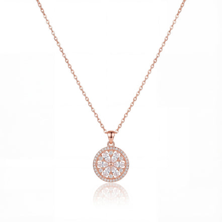 Radiant Bloom Diamond Disc Necklace