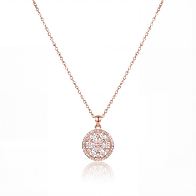 Radiant Bloom Diamond Disc Necklace