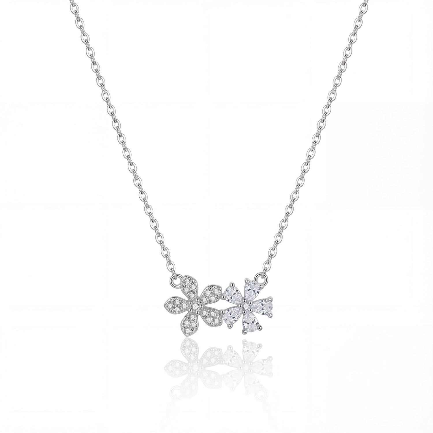 Floral Spark Dual Bloom Pendant Necklace