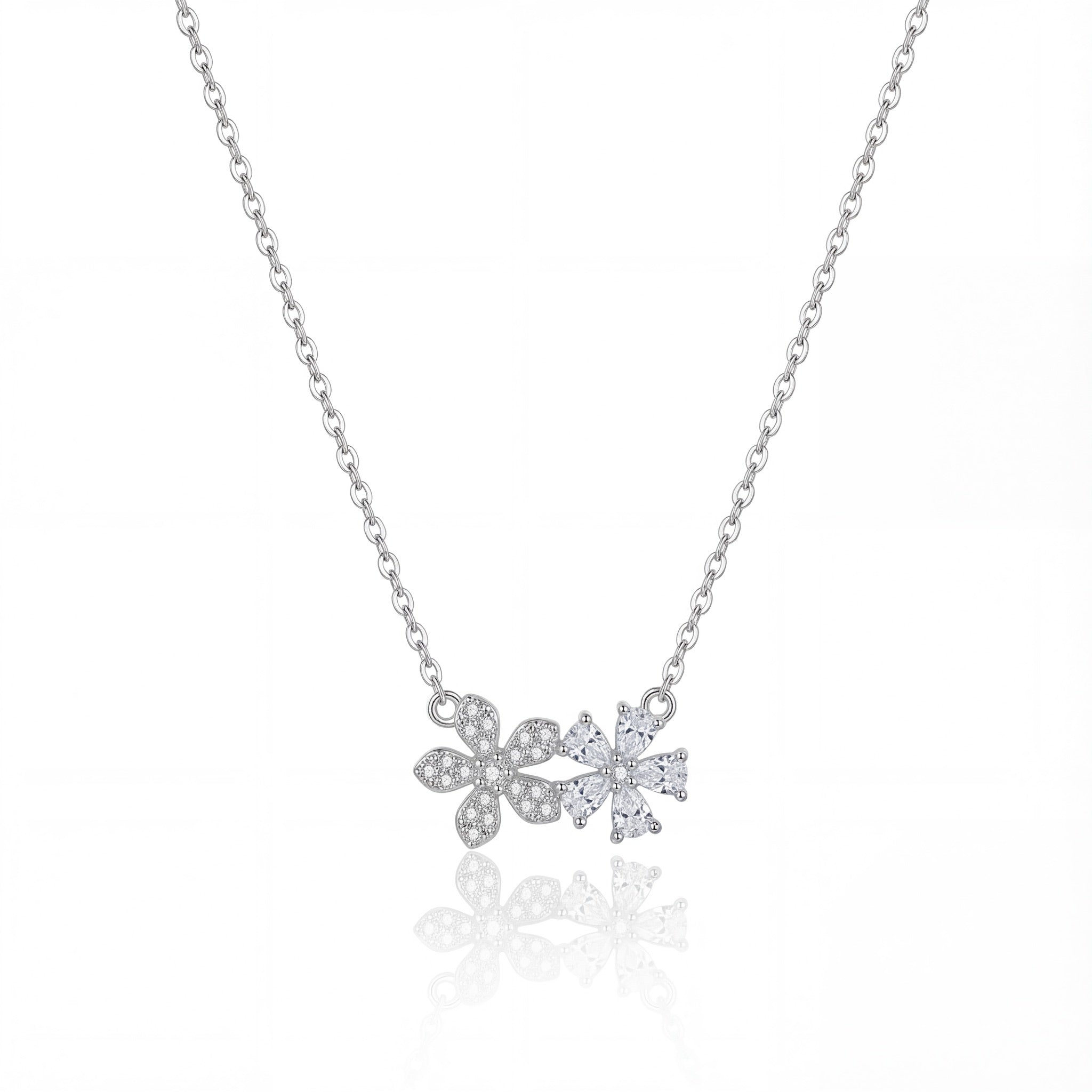 Floral Spark Dual Bloom Pendant Necklace