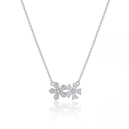 Floral Spark Dual Bloom Pendant Necklace