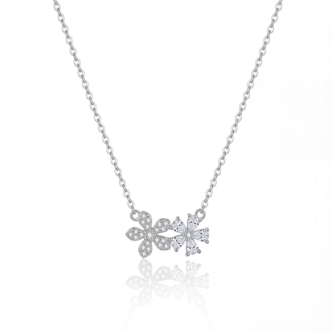 Floral Spark Dual Bloom Pendant Necklace