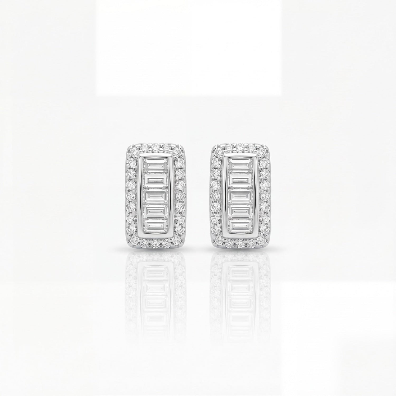 Imperial Baguette Halo Stud Earrings