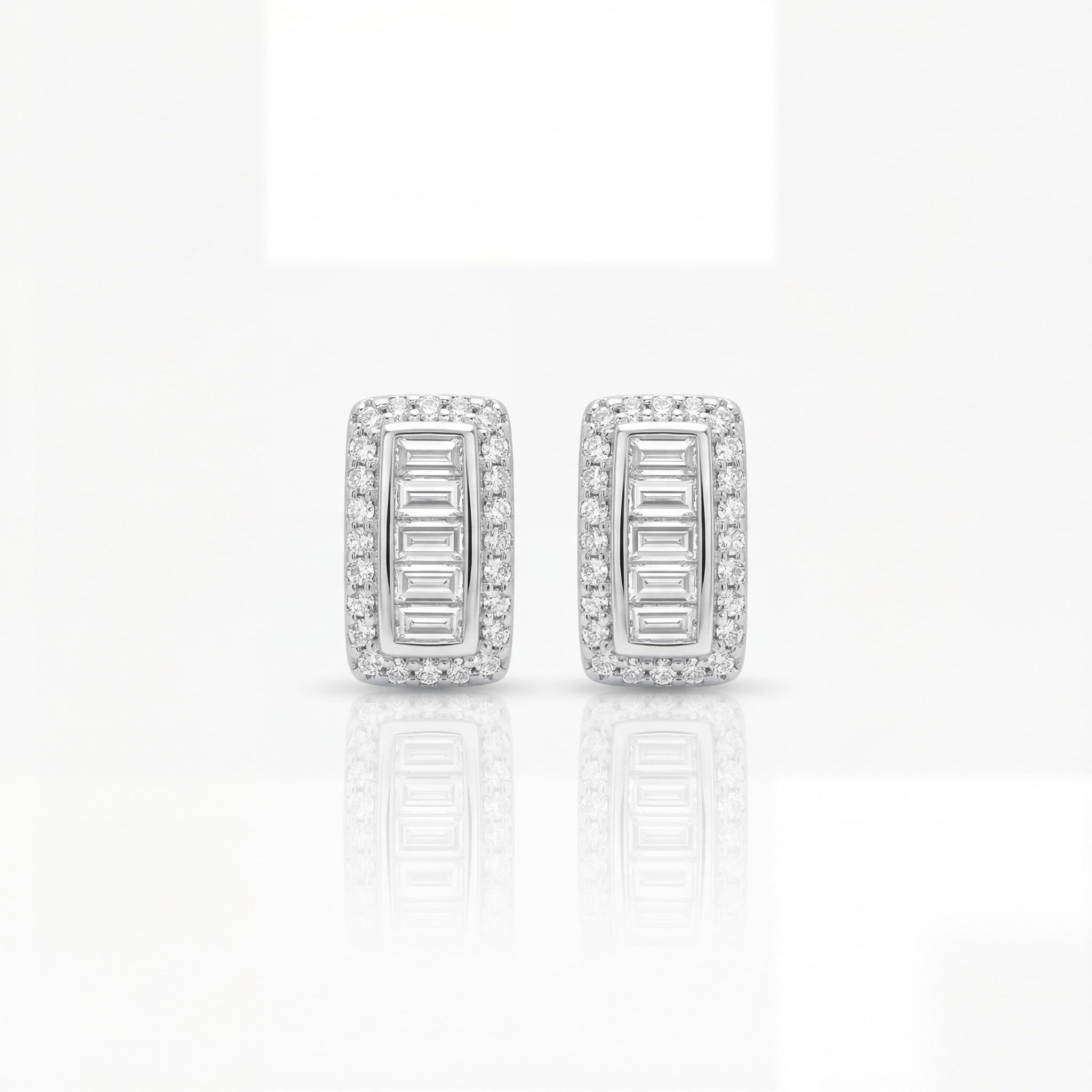 Imperial Baguette Halo Stud Earrings
