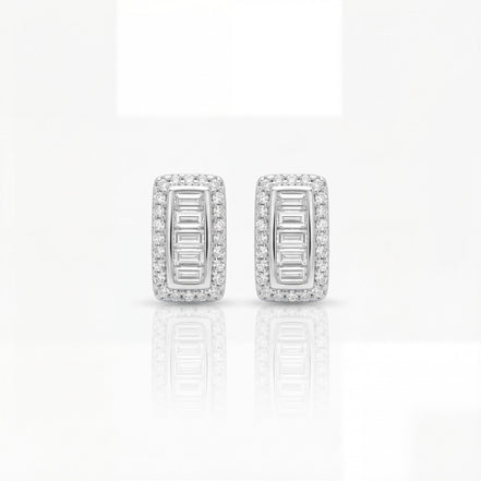 Imperial Baguette Halo Stud Earrings