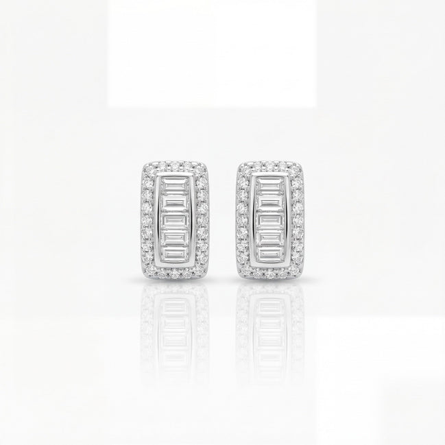 Imperial Baguette Halo Stud Earrings