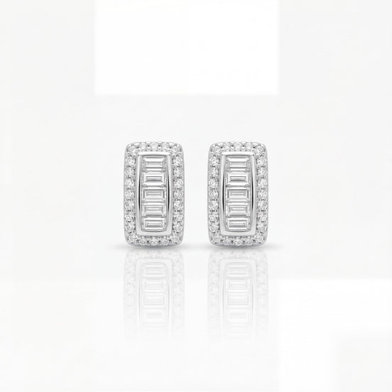 Imperial Baguette Halo Stud Earrings