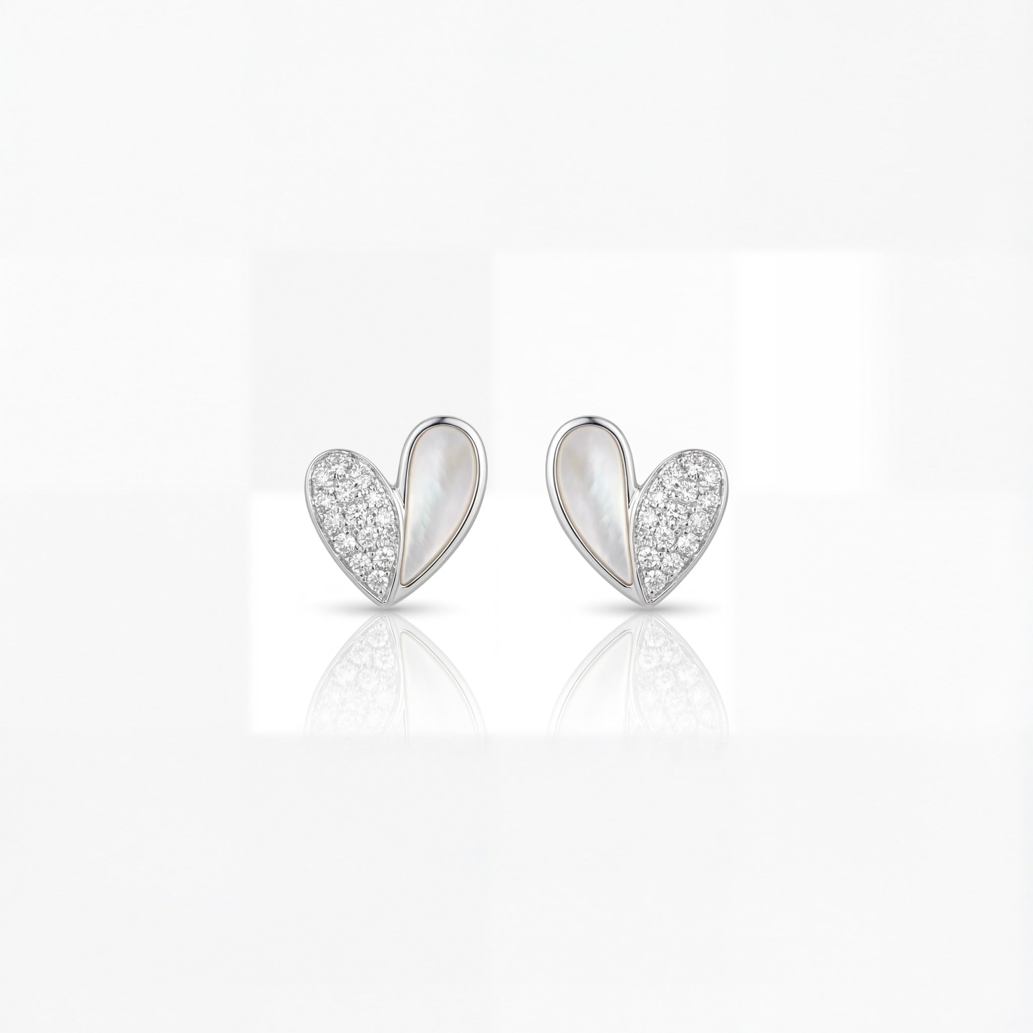 Luminous Heart Diamond Stud Earrings