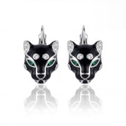 Noir Panther Enamel Diamond Earrings