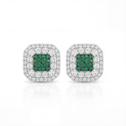 Emerald Royale Halo Stud Earrings