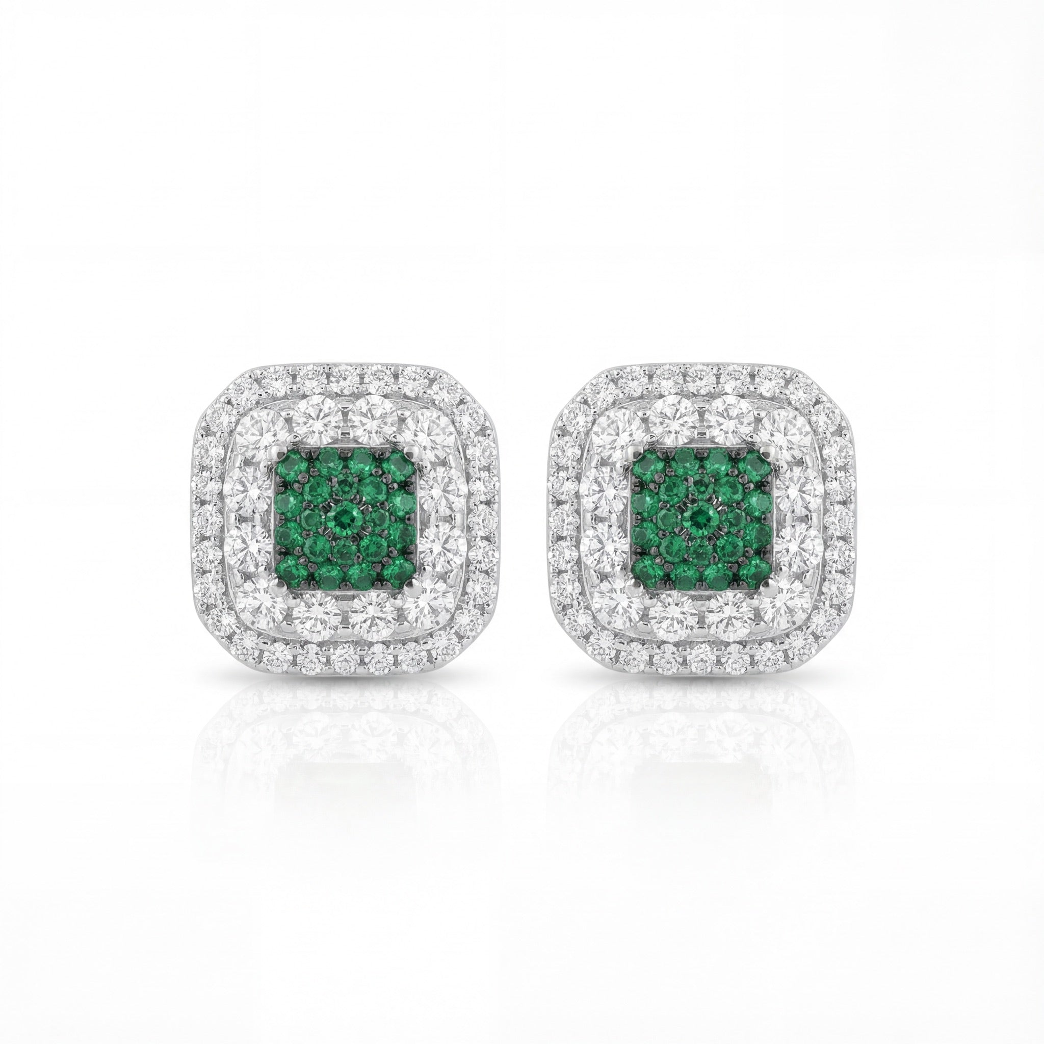 Emerald Royale Halo Stud Earrings
