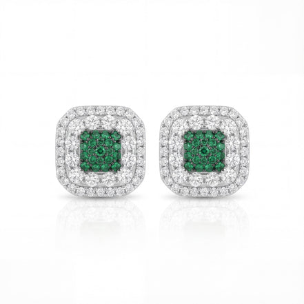 Emerald Royale Halo Stud Earrings