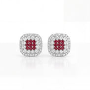 Royal Ruby Halo Stud Earrings
