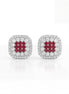 Royal Ruby Halo Stud Earrings