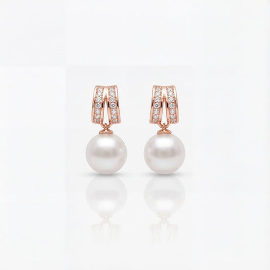 Classic Pearl Drop Diamond Earrings