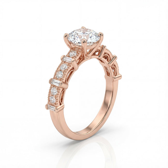 Classic Solitaire Crest Ring