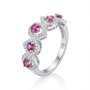 Ruby Halo Cascade Ring