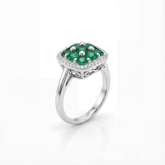 Emerald Royale Cluster Ring