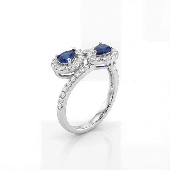 Sapphire Twin Halo Ring