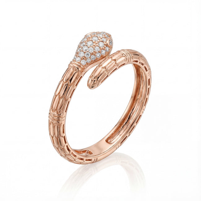 Rose Serpent Pavé Wrap Ring