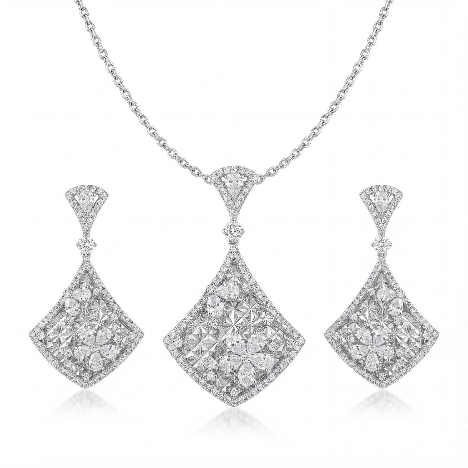 Royal Square Bloom Diamond Set