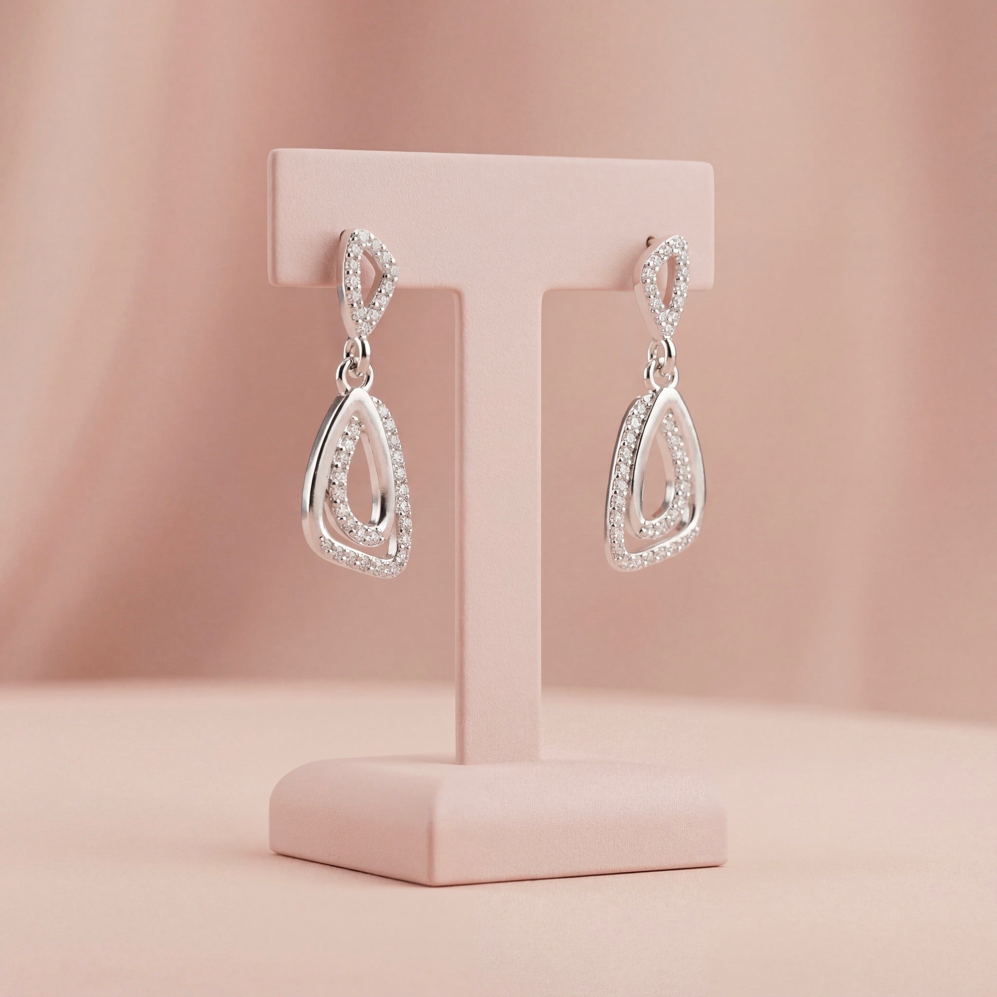 Serene Flow Diamond Drop Earrings