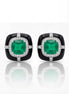 Noir Emerald Halo Stud Earrings