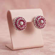 Rosette Royale Ruby Diamond Stud Earrings