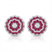 Rosette Royale Ruby Diamond Stud Earrings