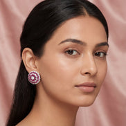 Rosette Royale Ruby Diamond Stud Earrings