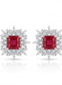 Crimson Blossom Diamond Stud Earrings